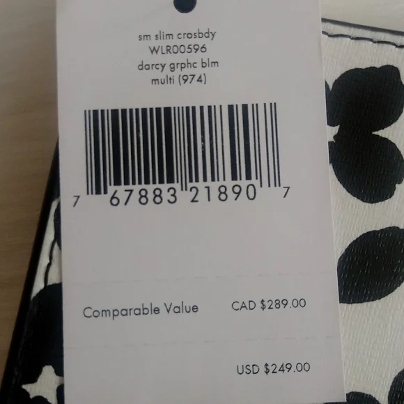 ♠NWT♠ Kate Spade Darcy Small Slim Black and White Floral Crossbody Bag - Picture 5 of 15